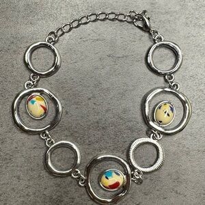 Silver-Tone Scarab Style setting Bracelet